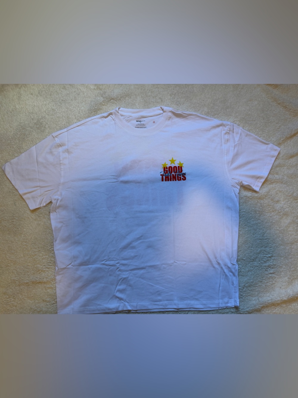 Fashion Nova White 'Good Things' Graphic Short Sleeve Tee